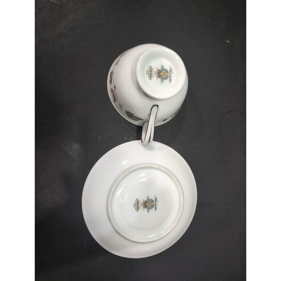 Noritake China Cup & Saucer Set, Vineyard Design, Brown & Green Leaves, Set of 4 - Picture 7 of 10